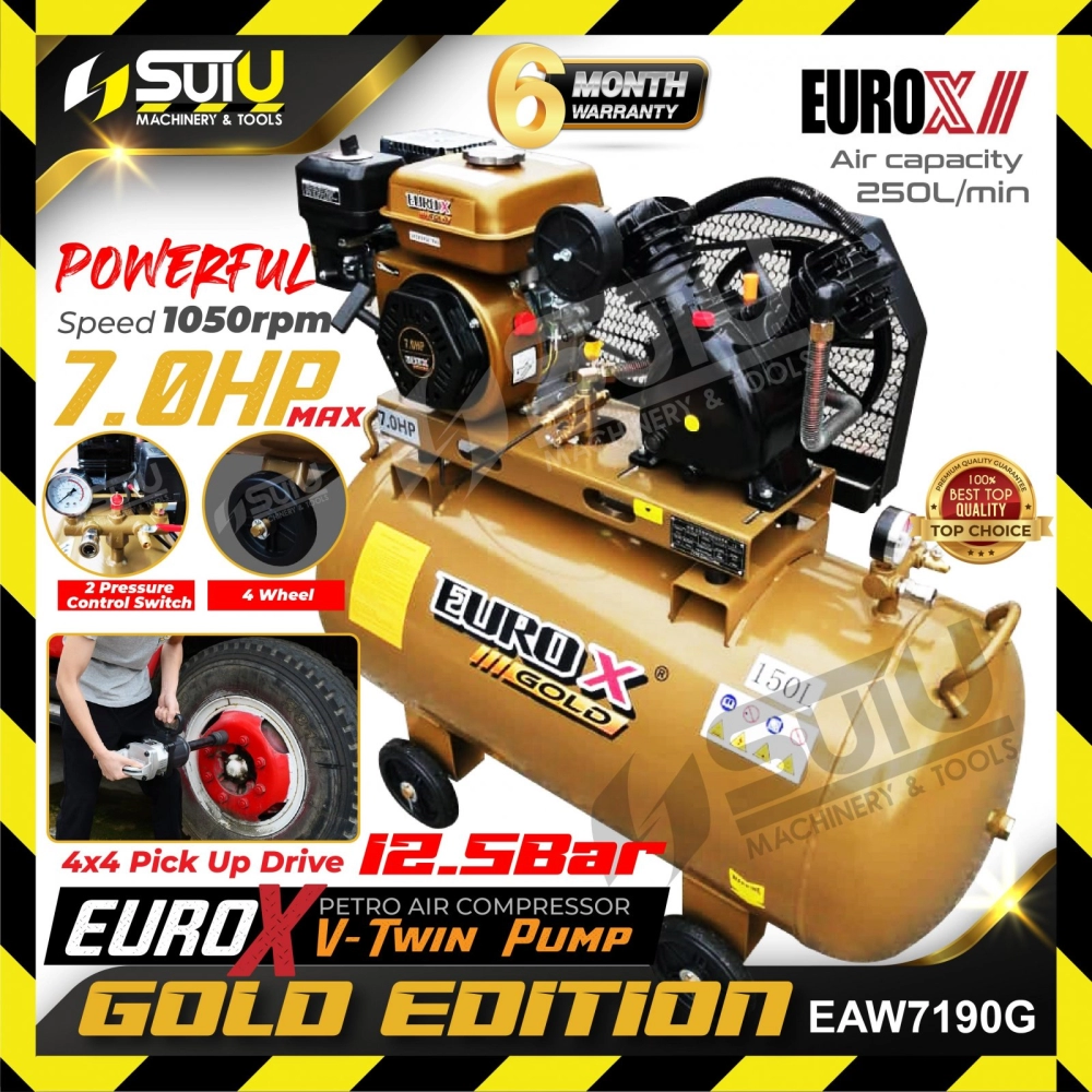 EUROX GOLD EAW7190 / EAW7190G / EAX7190 150L 7HP 12.5BAR Air Compressor 1050RPM