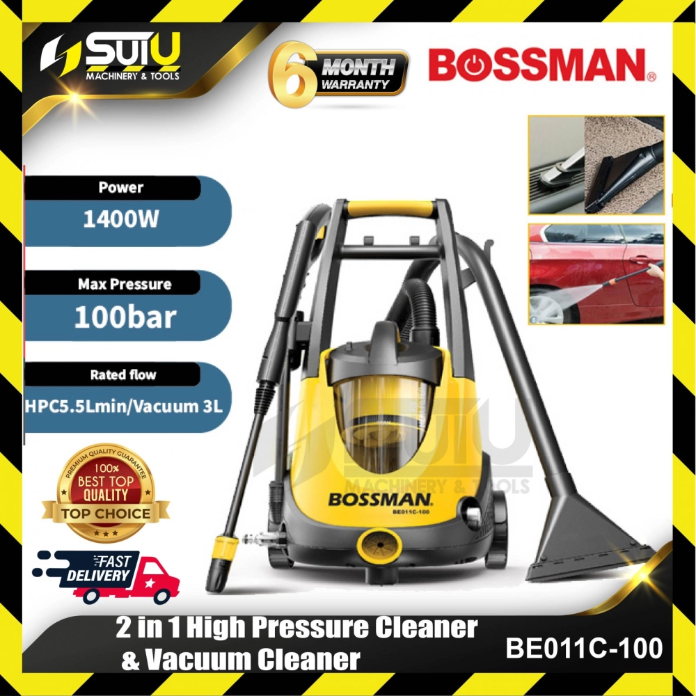 BOSSMAN BE011C-100 / BE011C100 100BAR 2 In 1 High Pressure Cleaner / Water Jet & Vacuum Cleaner 1400W