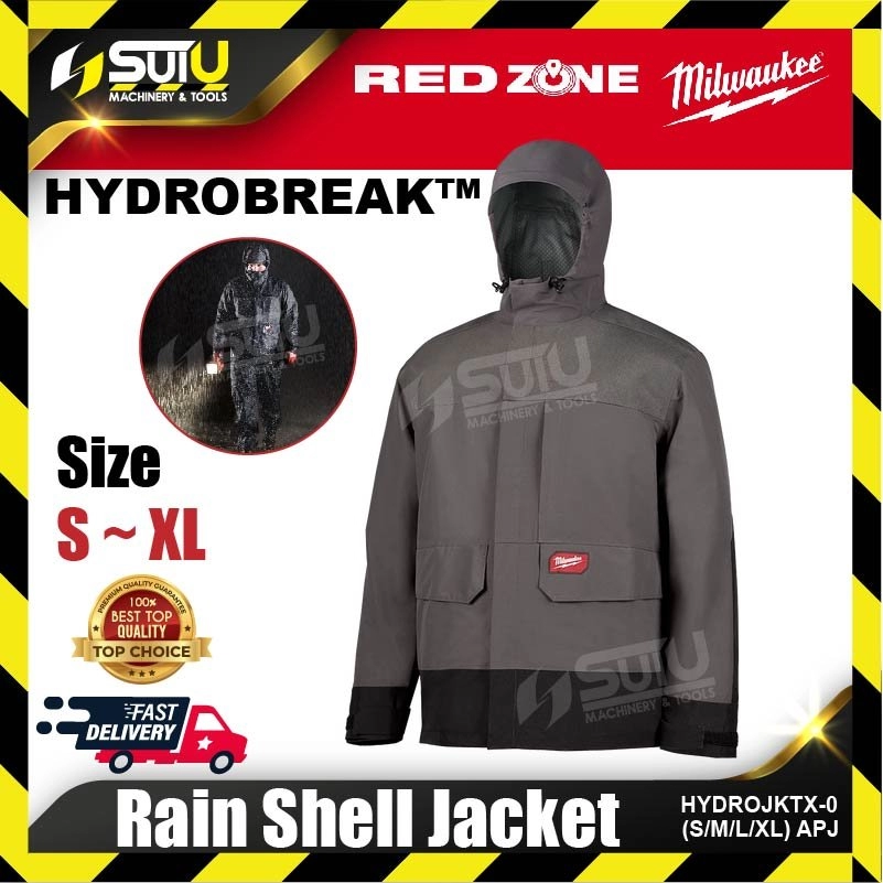 MILWAUKEE HYDROJKTX-0 HYDROBREAK Rain Shell Jacket (S/M/L/XL)