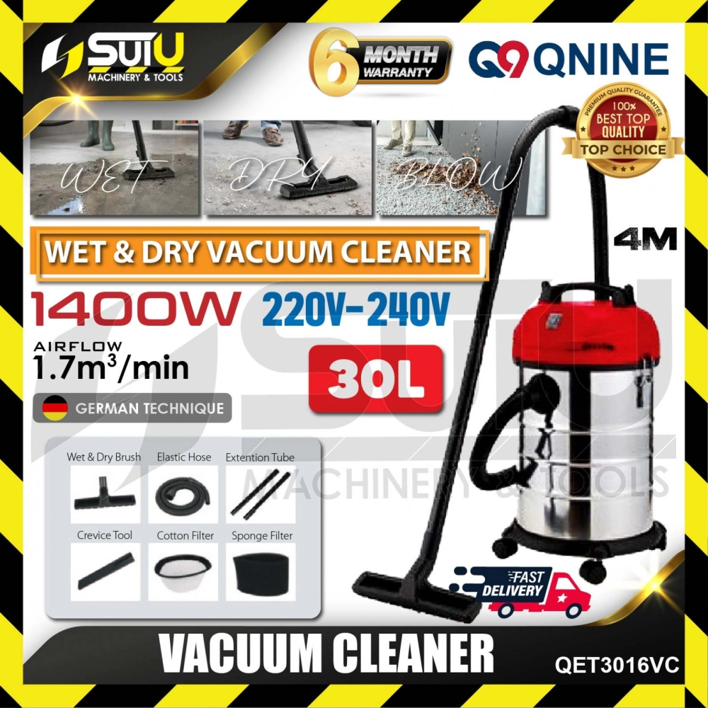 Q9 QET3016VC 30L Wet & Dry Vacuum Cleaner 1400W