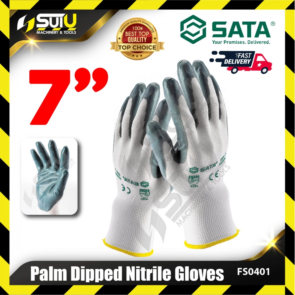 SATA FS0401/ FS 0401 1PAIR 7" Palm Dipped Nitrile Gloves