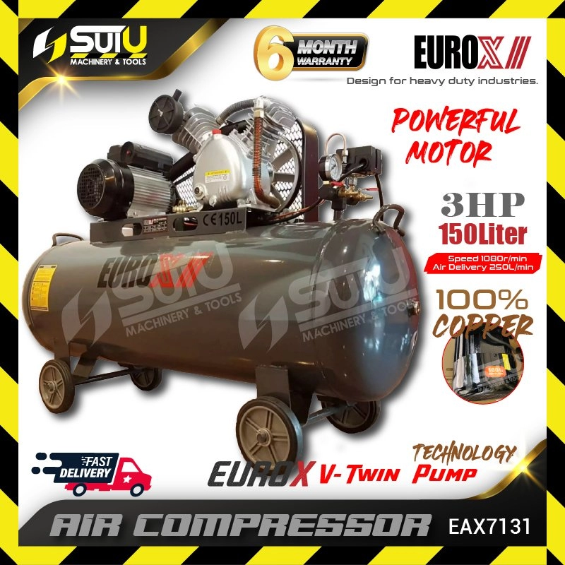 EUROX EAX7131 / EAX-7131 / EAW7131 150L 3HP 12.5BAR Air Compressor 1080RPM