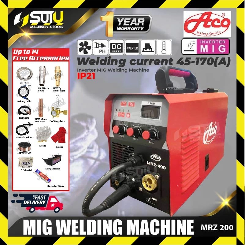 ACO MRZ200 / MRZ 200 / MRZ-200 MIG Welding Machine c/w Accessories (Without CO2)