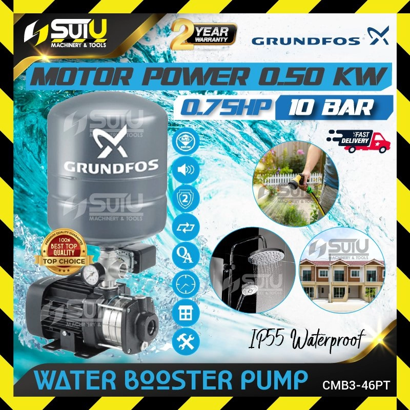 GRUNDFOS CMB3-46PT 0.75HP 10BAR Water Booster Pump 0.50KW