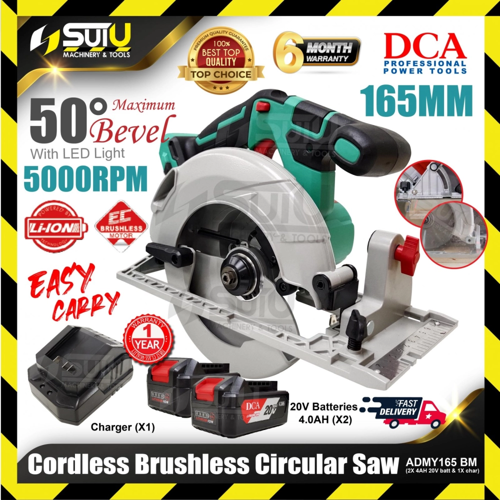 DCA ADMY165 / ADMY165BM 165MM 50° Cordless Brushless Circular Saw 5000RPM (SET)