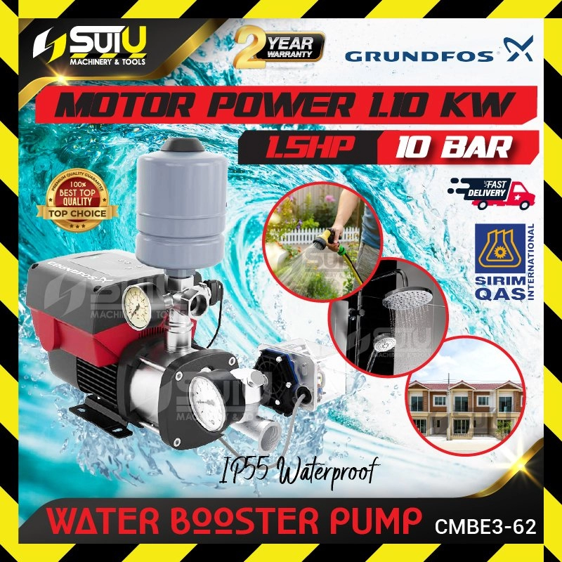 GRUNDFOS CMBE3-62 1.5HP 10BAR Water Booster Pump 1.10KW
