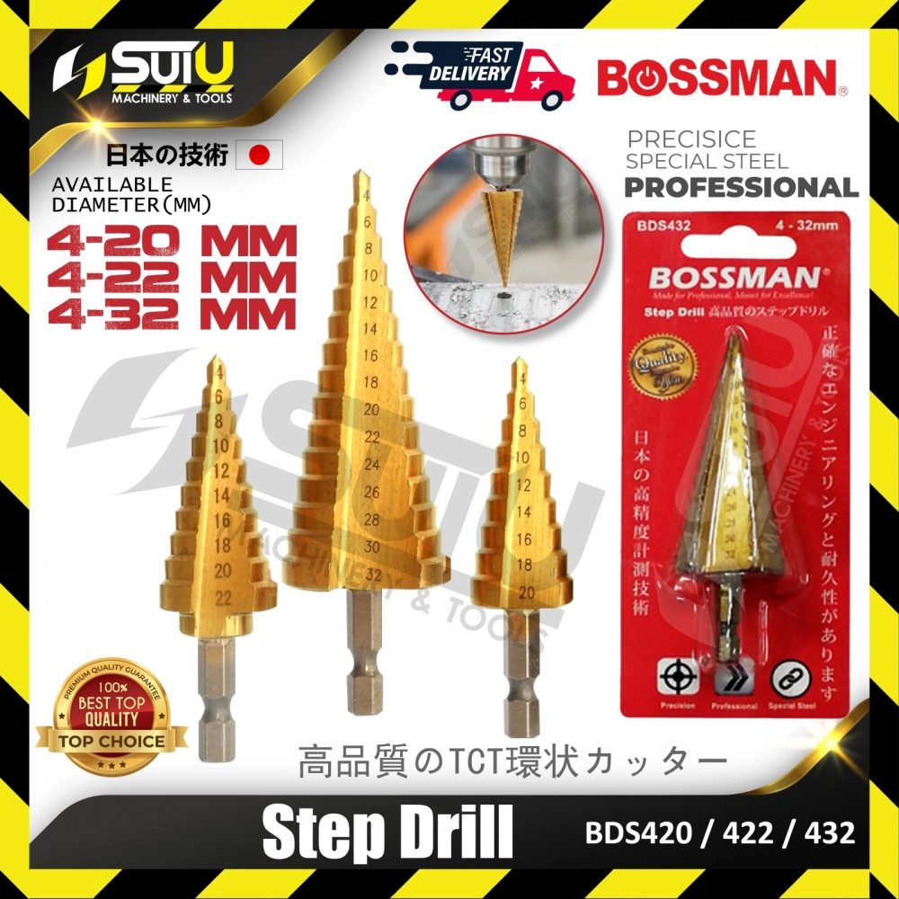 BOSSMAN BDS420 / BDS422 / BDS432 Step Drill (4MM-20/22/32MM)