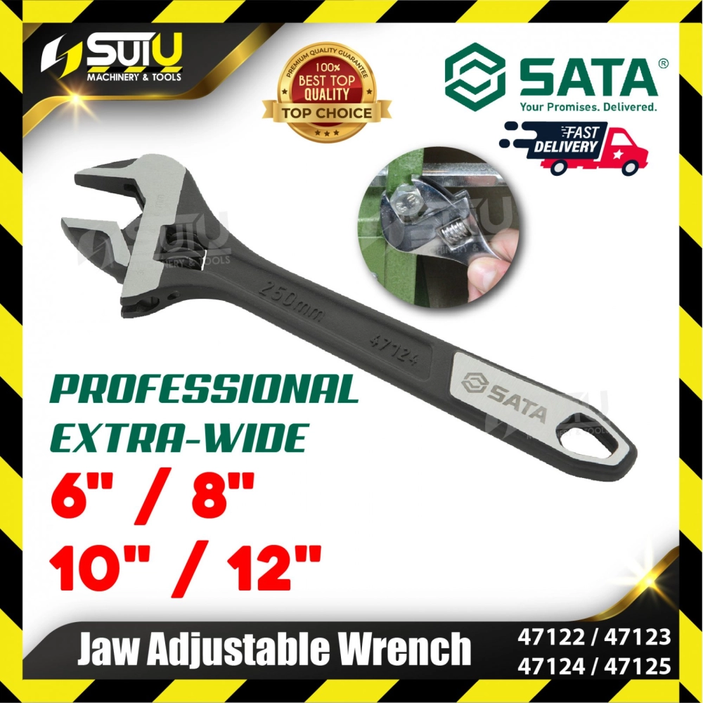 SATA 47122/ 47123/ 47124/ 47125 1PCS 6"-12" Professional Extra-Wide Jaw Adjustable Wrench