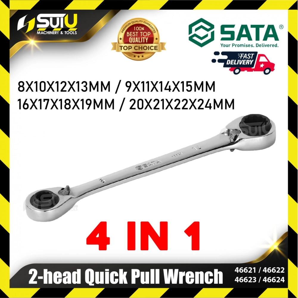 SATA 46621/ 46622/ 46623/ 46624 1PCS 4 IN 1 2-Head Quick Pull Wrench
