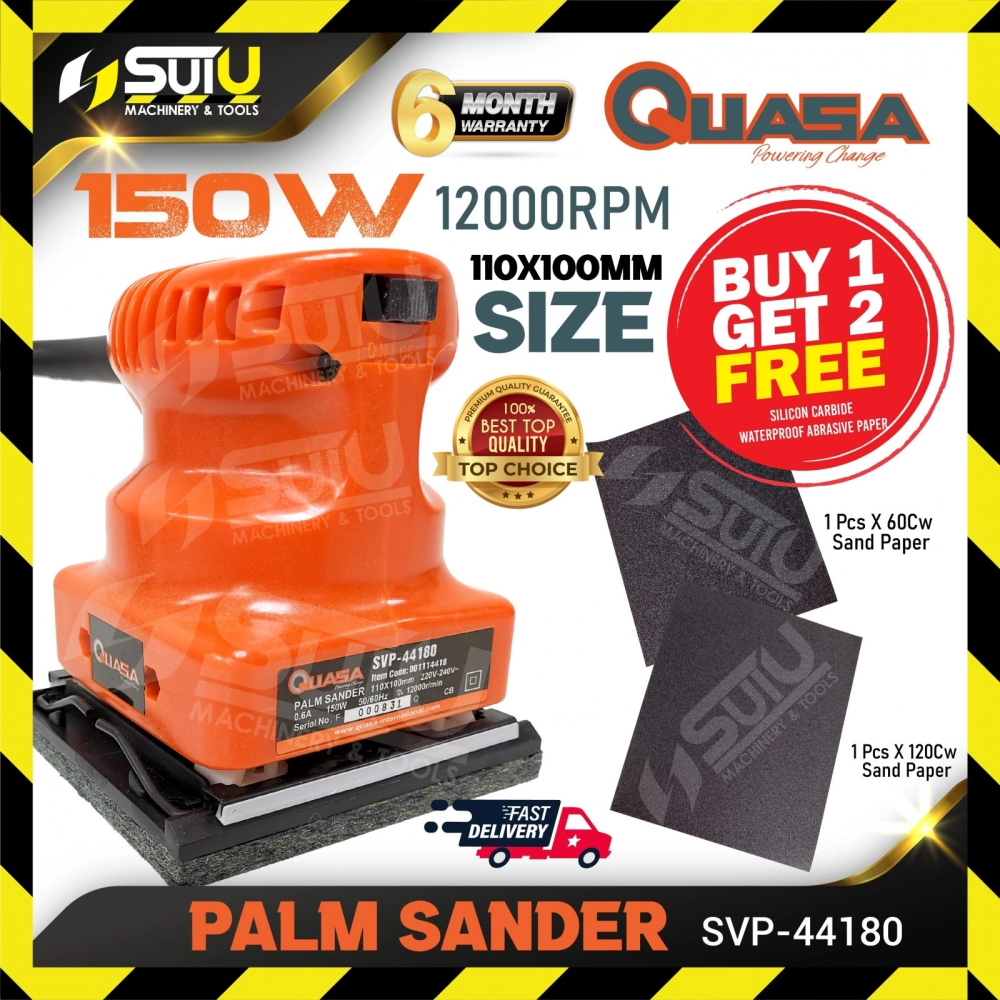 QUASA SVP-44180 110 x 100M Palm Sander 150W 12000RPM w/ FOC 2 x Sand Paper