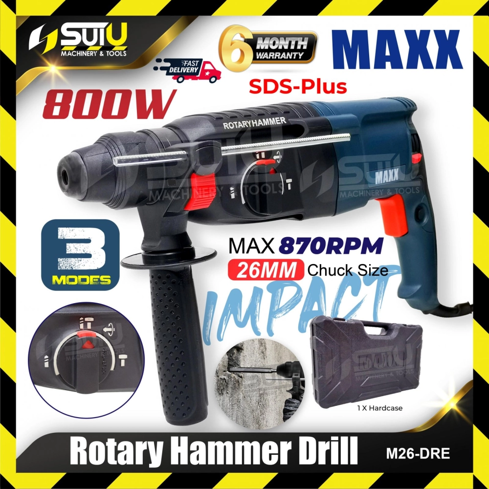 MAXX M26-DRE / M26DRE / M26 DRE 3-Modes SDS-Plus Rotary Hammer Drill 800W 870RPM