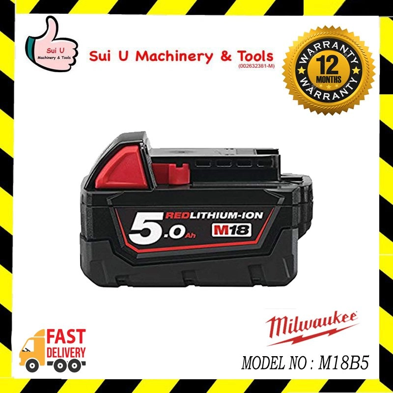 MILWAUKEE M18B5 Asia Red Li-ion Battery Pack 5.0AH