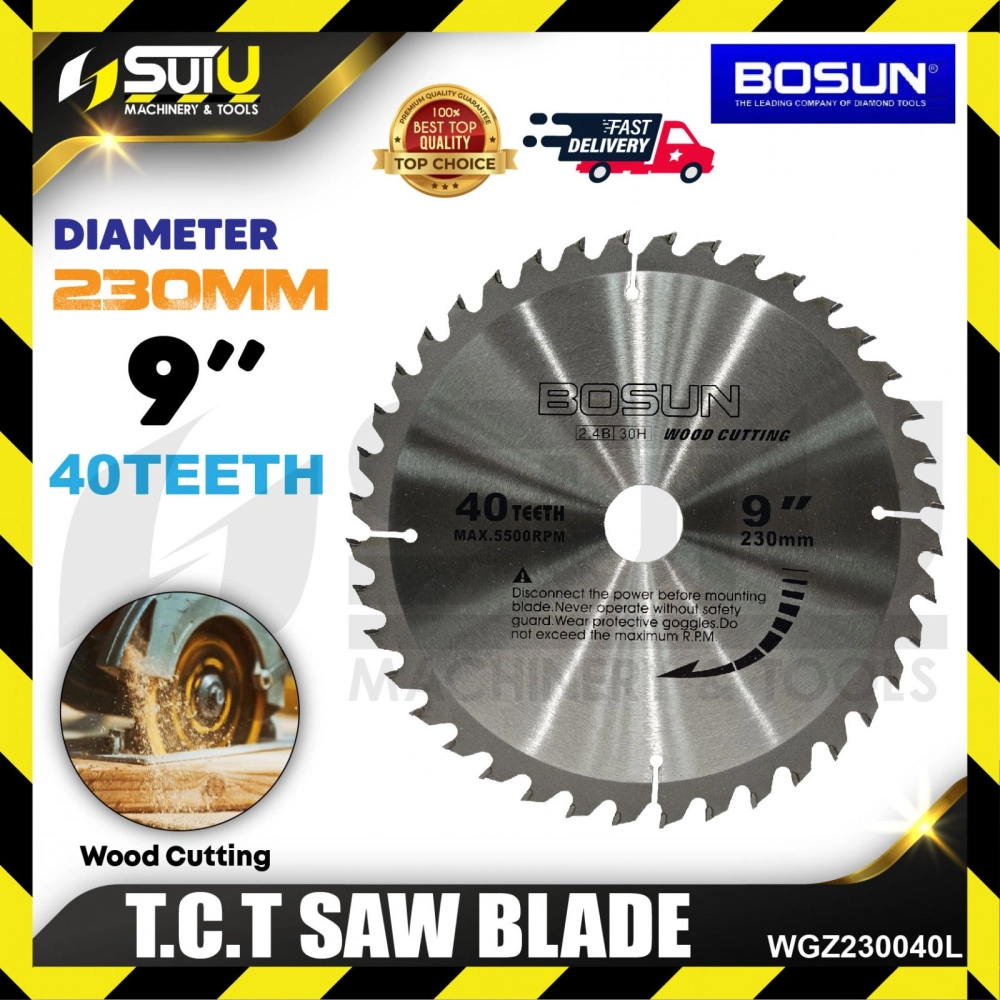 BOSUN WGZ230040L 9" 230MM TCT CUTTING SAW BLADE 40T (WOOD)