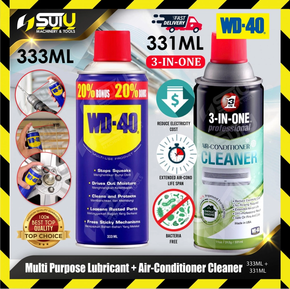 WD-40 331ML 3-In-1 Professional Air Conditioner Cleaner + 333ML Multi-Purpose Lubricant