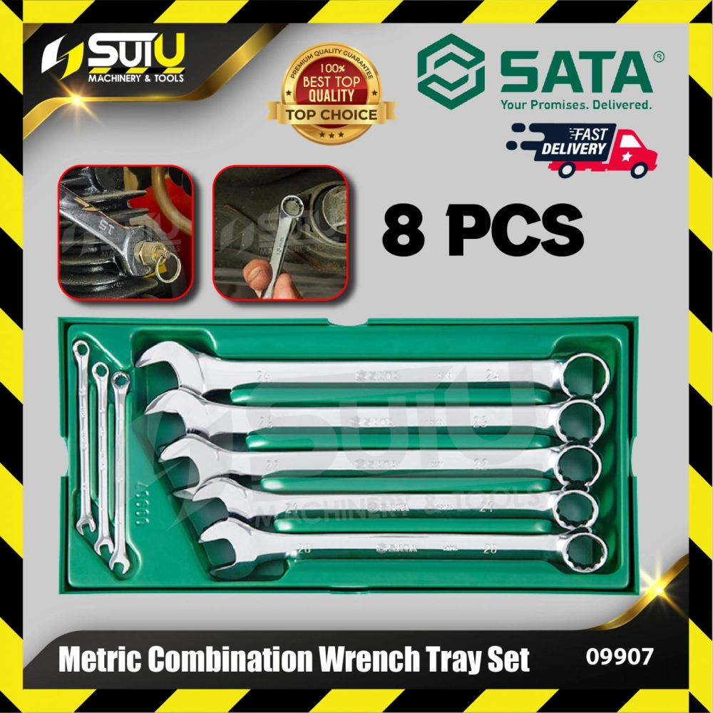 Sata 09907 8PCS Metric Combination Wrench Tray Set