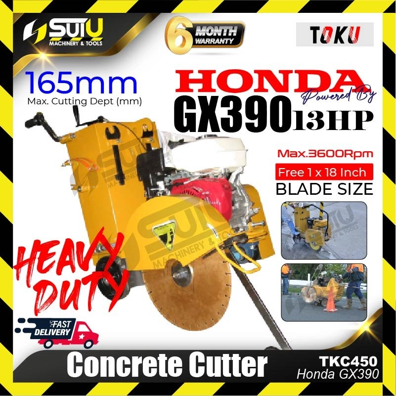 TOKU TKC-450 / TKC450 13HP Heavy Duty Concrete Cutter 3600RPM with Honda GX-390 (1 x 18" Blade)