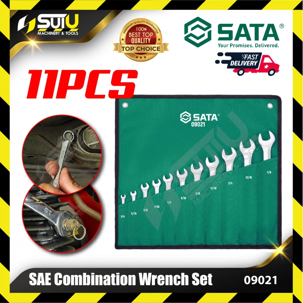 SATA 09021 11 Pc. SAE Combination Wrench Set