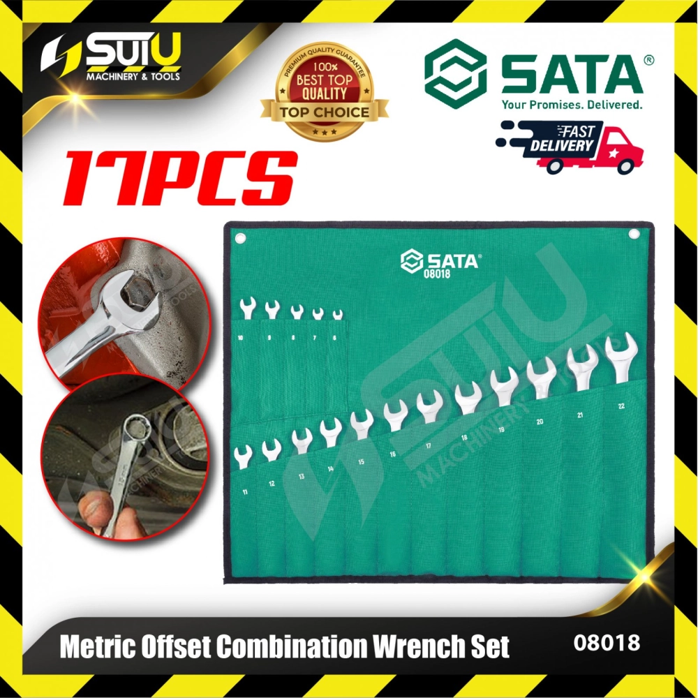 SATA 08018 17 Pc. Metric Offset Combination Wrench Set