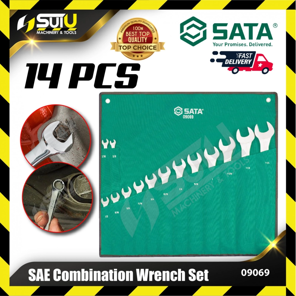 SATA 09069 14 PCS SAE Combination Wrench Set