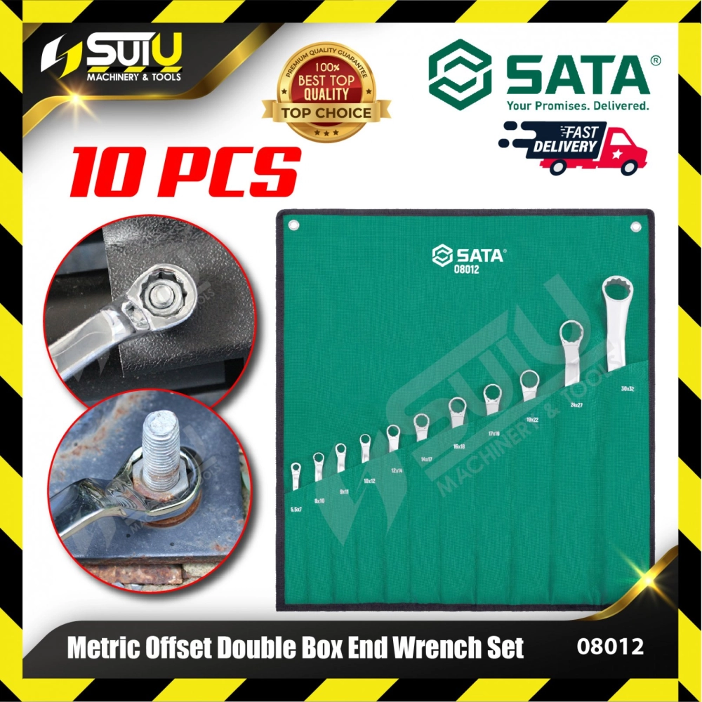 SATA 08012 10 PCS Metric Offset Double Box End Wrench Set