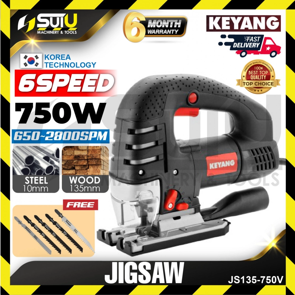 KEYANG JS135-750V 6 Speed Jigsaw 750W 2800SPM with FREE Jigsaw Blade