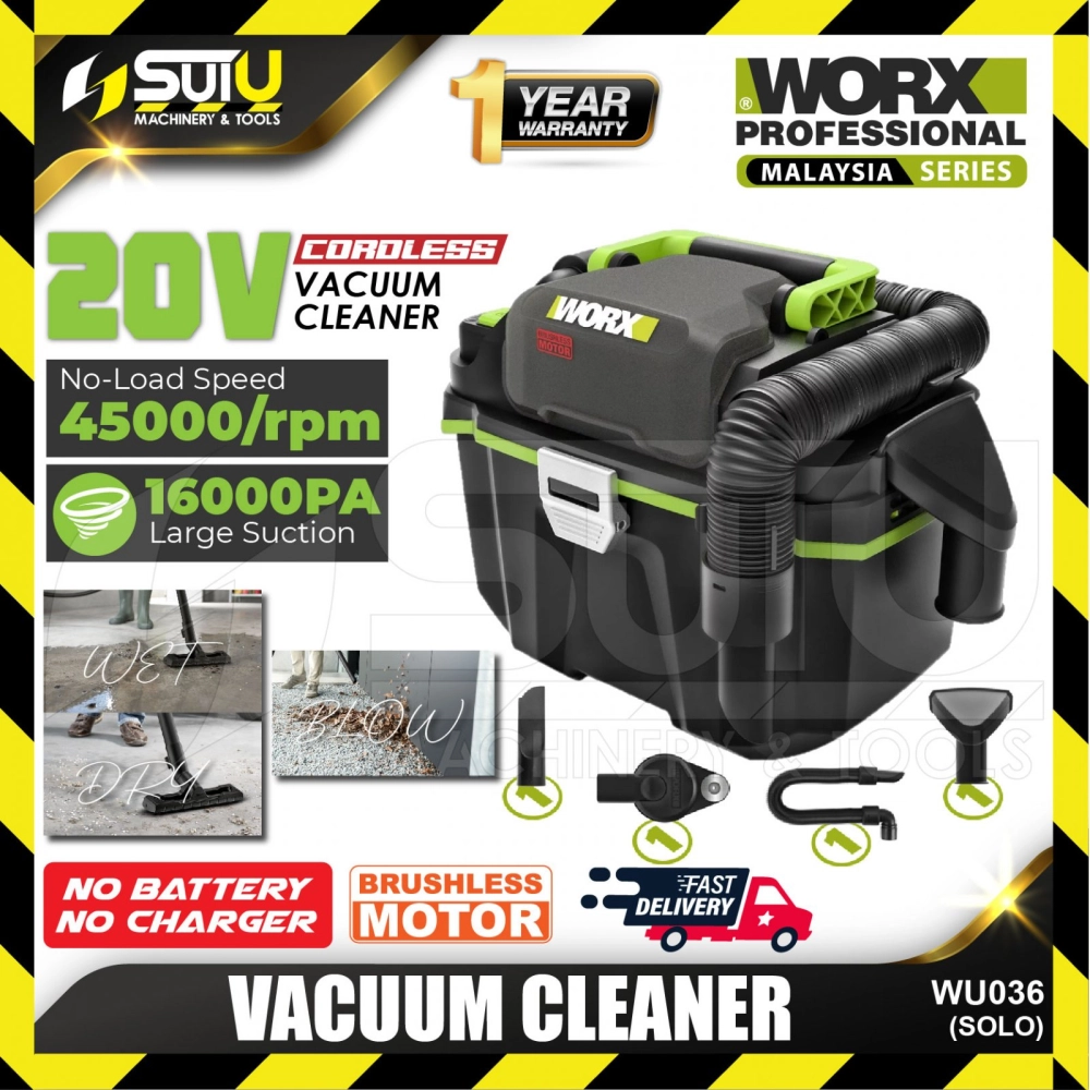 WORX WU036 / WU036.9 20V Brushless Multi-Functional Wet & Dry Vacuum Cleaner 16000PA 45000RPM (SOLO - No Battery & Charger) 