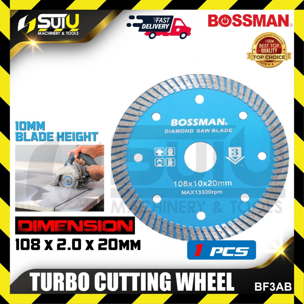BOSSMAN BF3AB 1PCS 108 x 2.0 x 20MM Turbo Cutting Wheel / Diamond Saw Blade