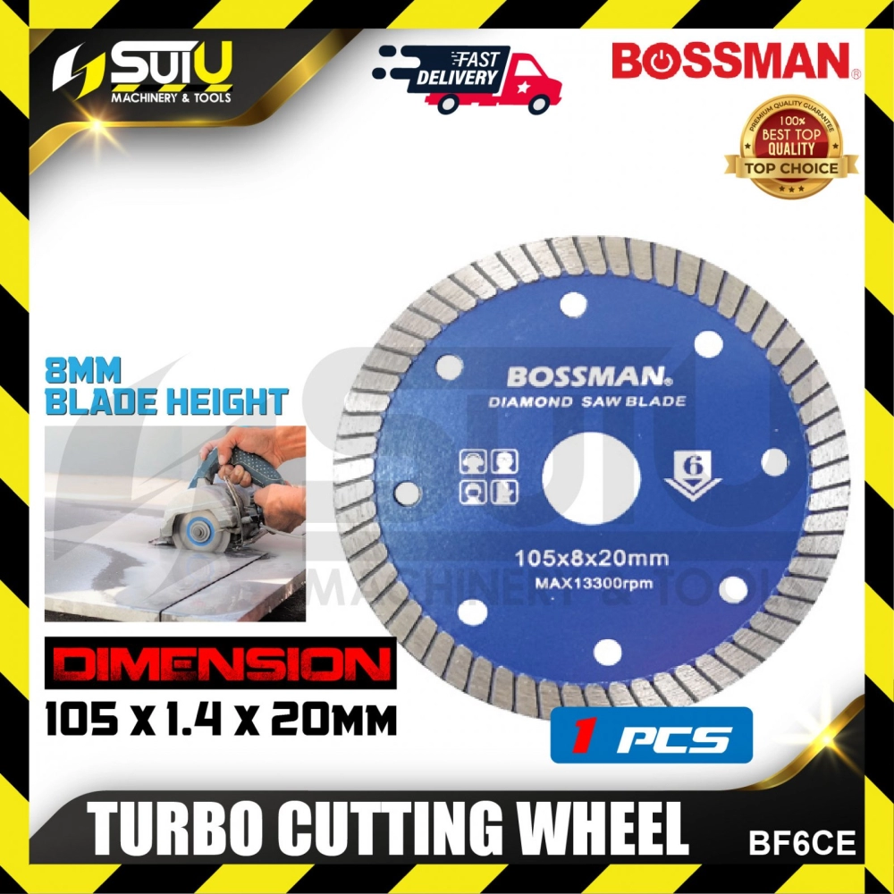 BOSSMAN BF6CE 1PCS 105 x 1.4 x 20MM Turbo Cutting Wheel / Diamond Saw Blade