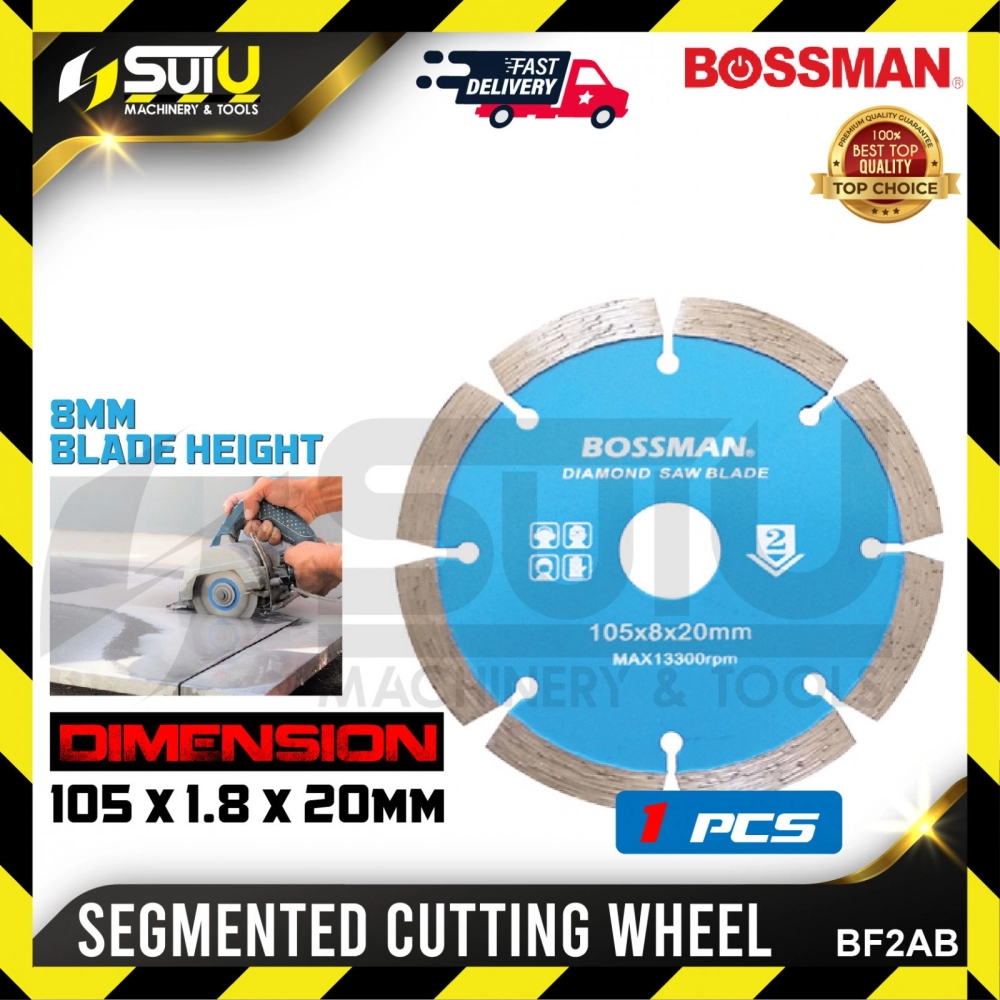 BOSSMAN BF2AB 1PCS 105 x 1.8 x 20MM Segmented Cutting Wheel / Diamond Saw Blade
