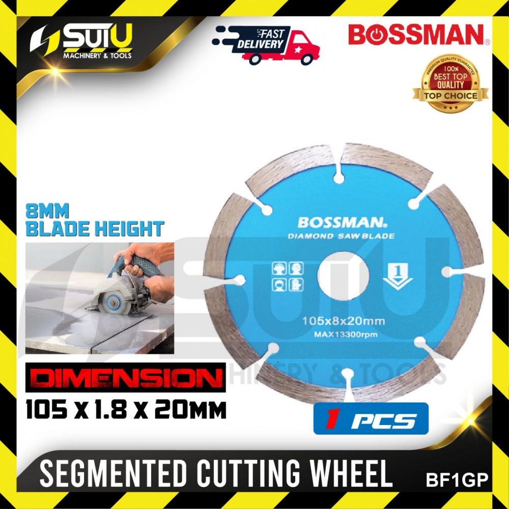 BOSSMAN BF1GP 1PCS 105 x 1.8 x 20MM Segmented Cutting Wheel / Diamond Saw Blade