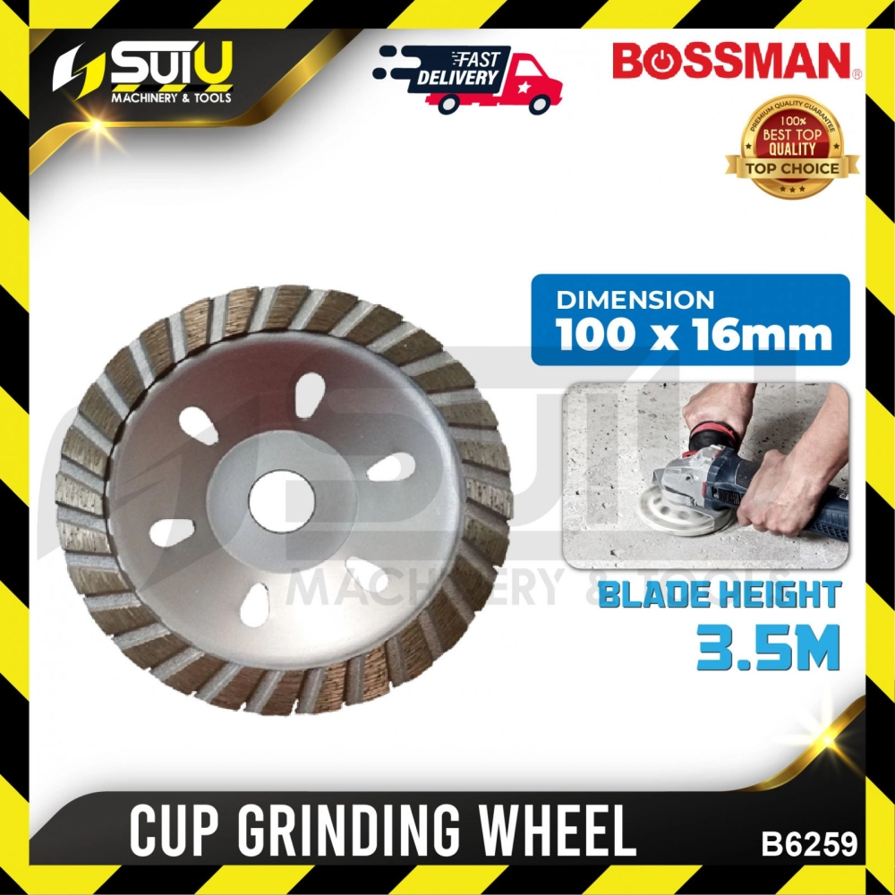 BOSSMAN B6259 1PCS 100 x 16MM Cup Grinding Wheel