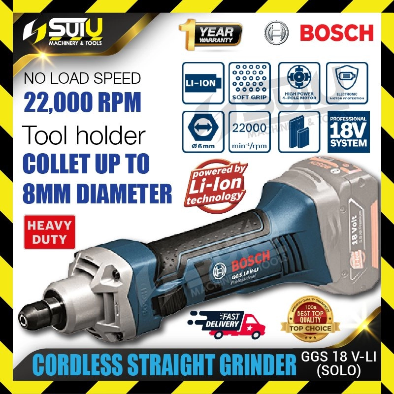 BOSCH GGS 18V-LI / GGS18V-LI / 06019B5 18V Cordless Straight Grinder 22000RPM + 2 x Batteries 4.0Ah + Charger