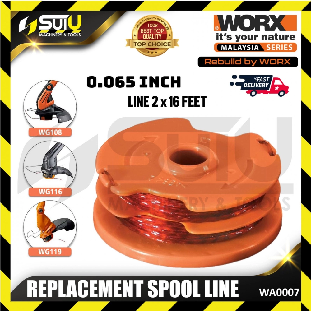 WORX WA0007 0.065" Grass Trimmer/ Edger Replacement Spool Line for WG119E