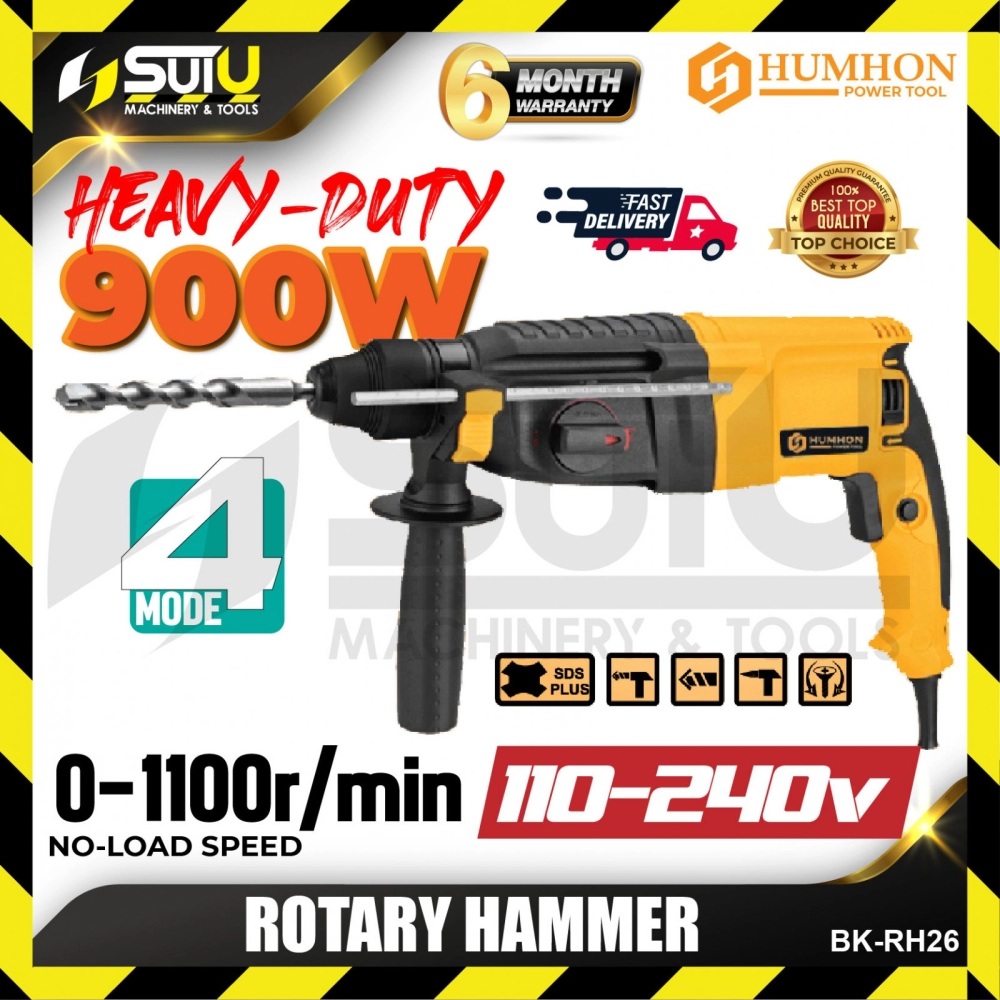 HUMHON BK-RH26 / RH26 4-Mode SDS-PLUS Rotary Hammer 900W 1100RPM