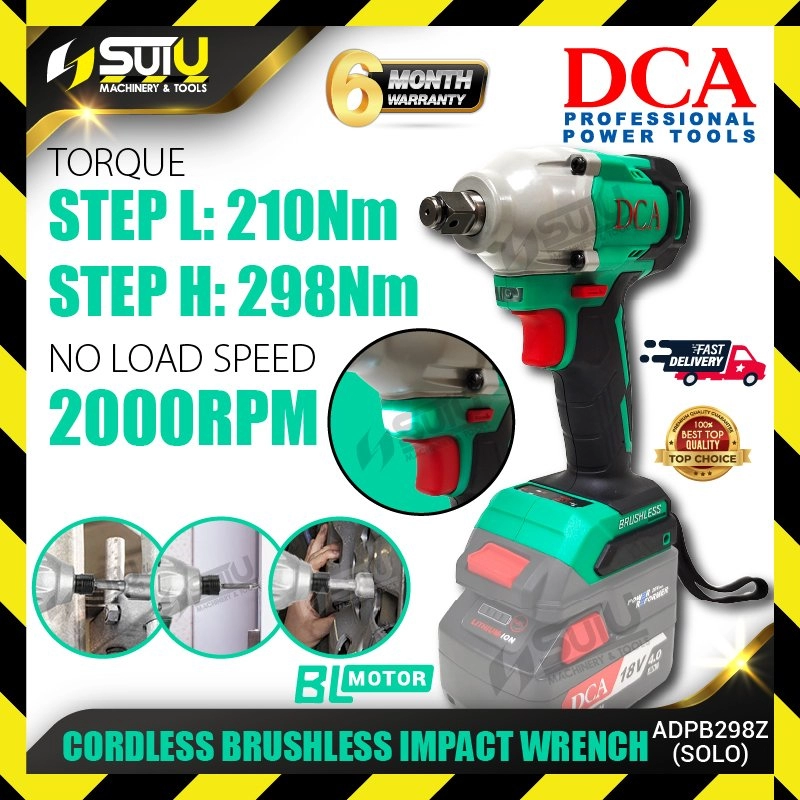 DCA ADPB298 / ADPB298Z 20V 298NM Cordless Brushless Impact Wrench 2000RPM (SOLO - No Battery & Charger)
