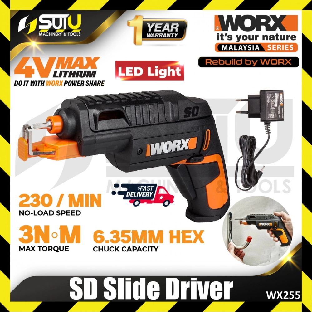 WORX WX255 4V MAX 3NM Cordless SD Slide Driver with Screwholder