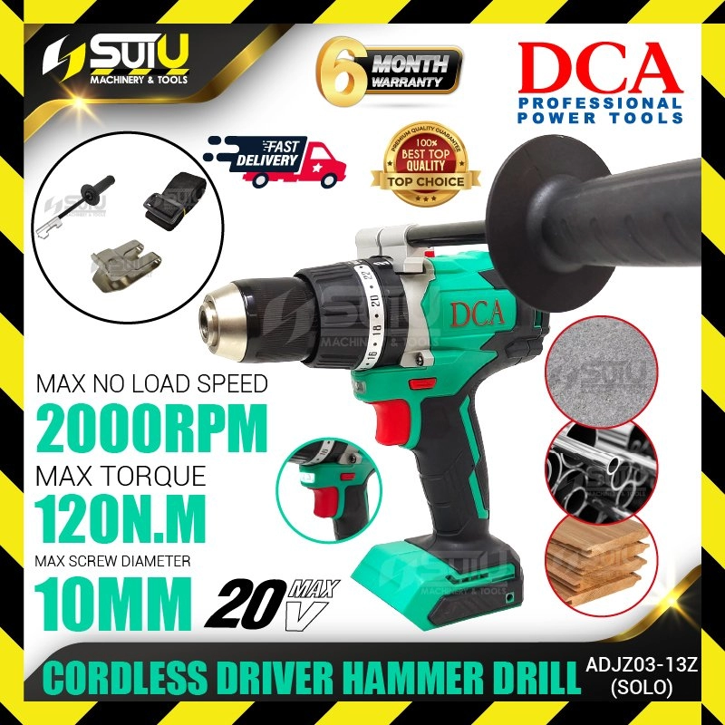 DCA ADJZ03-13 / ADJZ03-13Z 20V 120NM Cordless Brushless Driver Hammer Drill 2000RPM (SOLO - No Battery & Charger)
