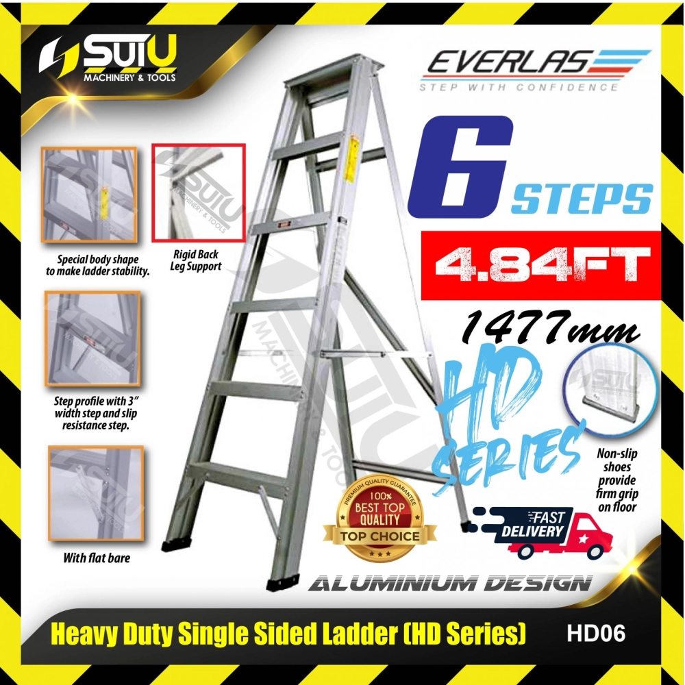 EVERLAS HD06 / HD-06 1229MM 5 Steps Heavy Duty Single Sided Ladder
