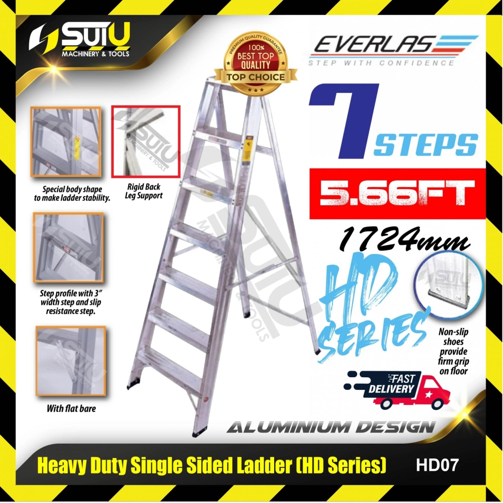 EVERLAS HD07 / HD-07 1724MM 7 Steps Heavy Duty Single Sided Ladder