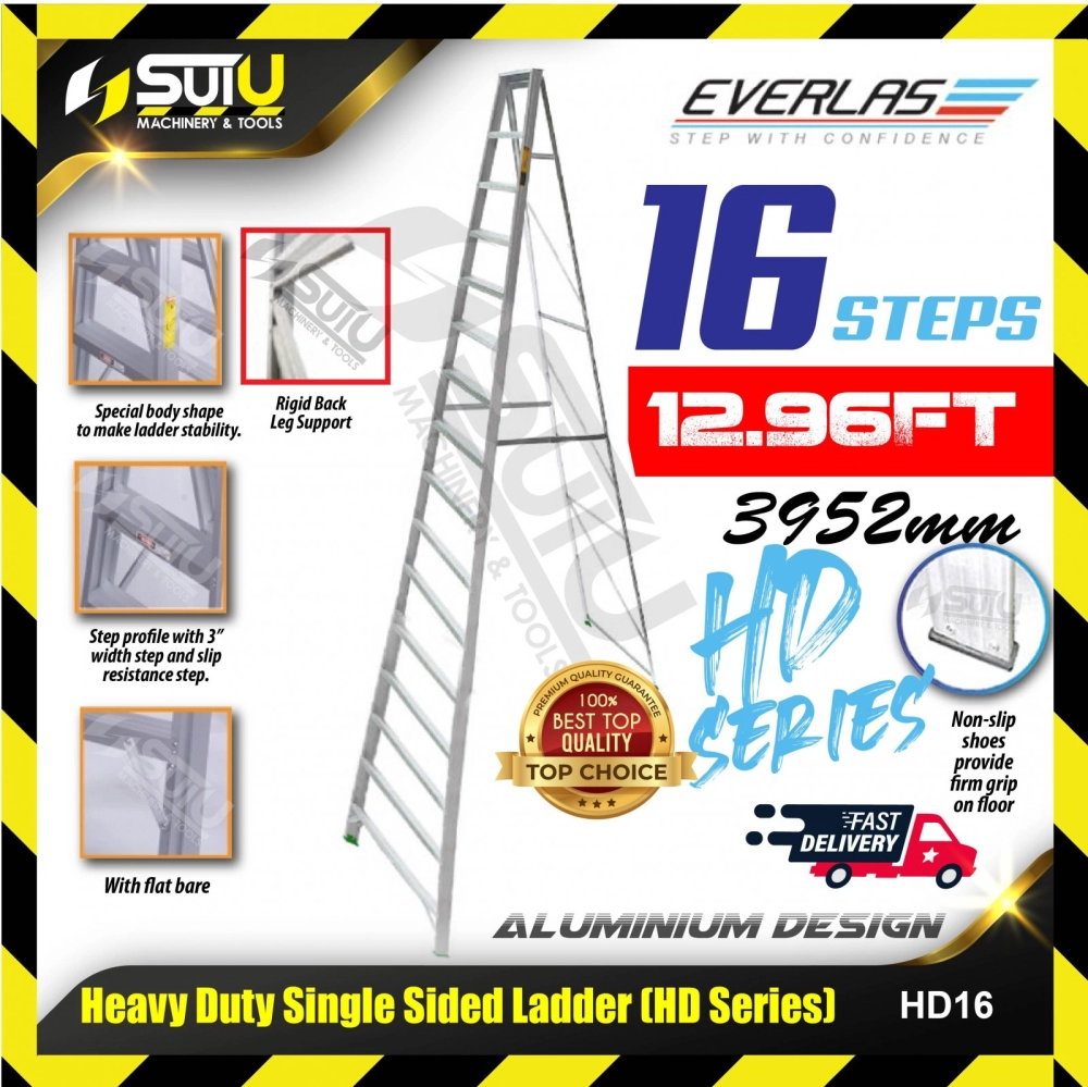 EVERLAS HD16 / HD-16 3952MM 16 Steps Heavy Duty Single Sided Ladder