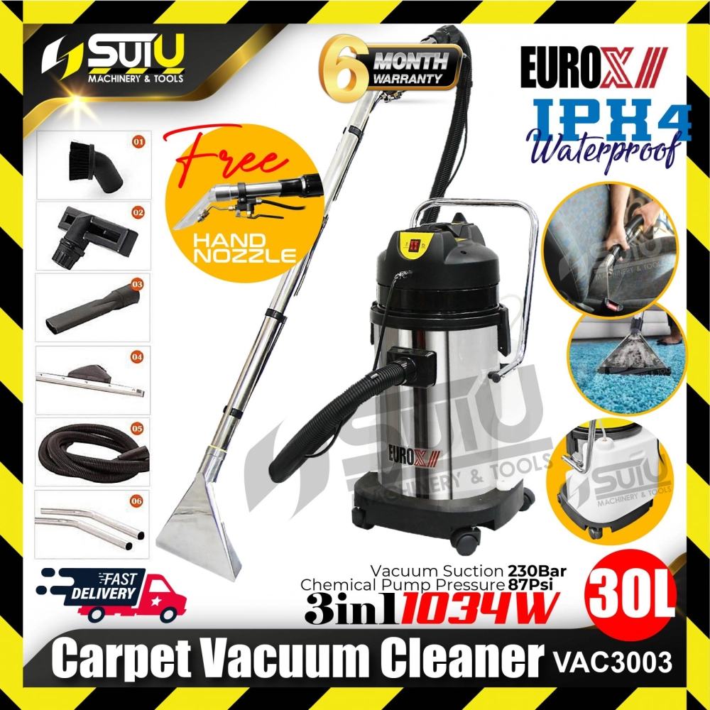 EUROX VAC3003 30L 3 IN 1 Multi-Functional Carpet Vacuum Cleaner 1034W w/ Hand Nozzle