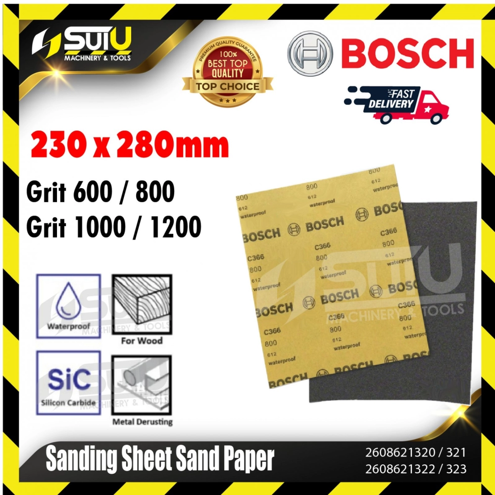 BOSCH 2608621320/321/322/323 10PCS 230x280MM Hand Sanding Sheets / Sanding Paper for General Purpose (Grit 600-1200)