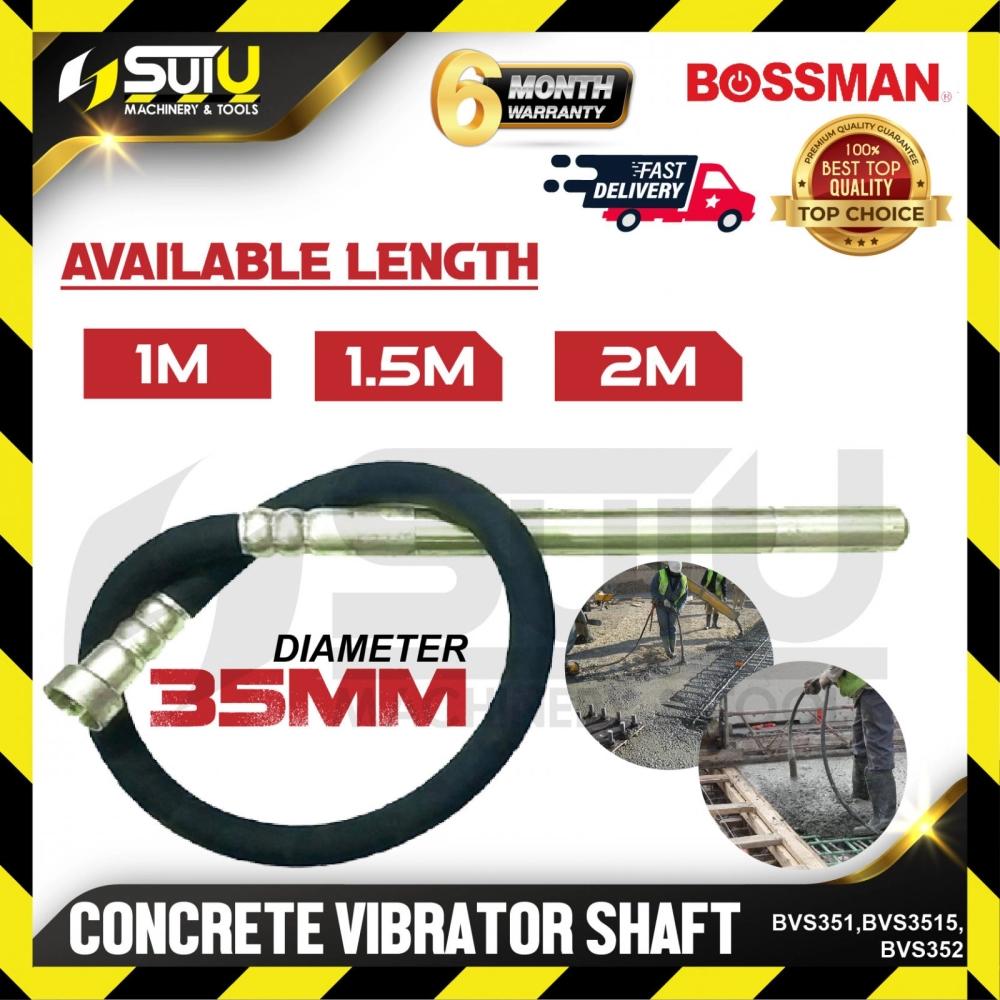 BOSSMAN BVS351 / BVS3515 / BVS352 35MM 1M/1.5M/2M Concrete Vibrator Shaft for Electric Concrete Vibrator
