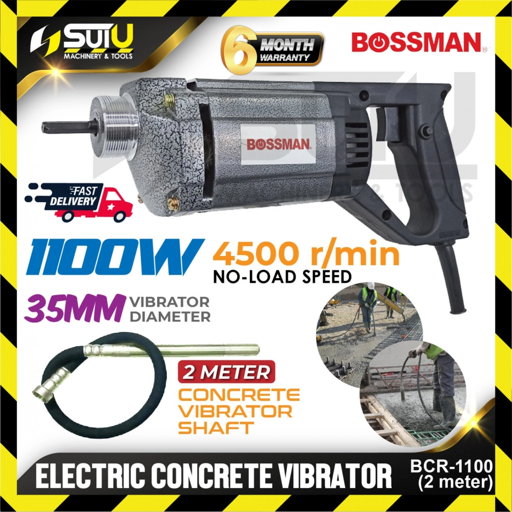 BOSSMAN BCR-1100/BCR1100 35MM Electric Concrete Vibrator 1100W 4500RPM+BVS351/3515/352 1/1.5/2M Concrete Vibrator Shaft