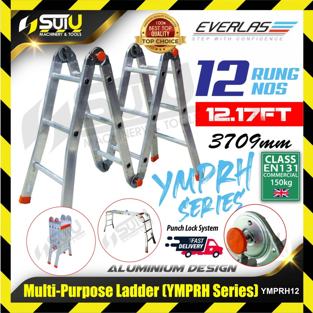 EVERLAS YMPRH12 12 Rung 3709MM Aluminium Multi Purpose Ladder