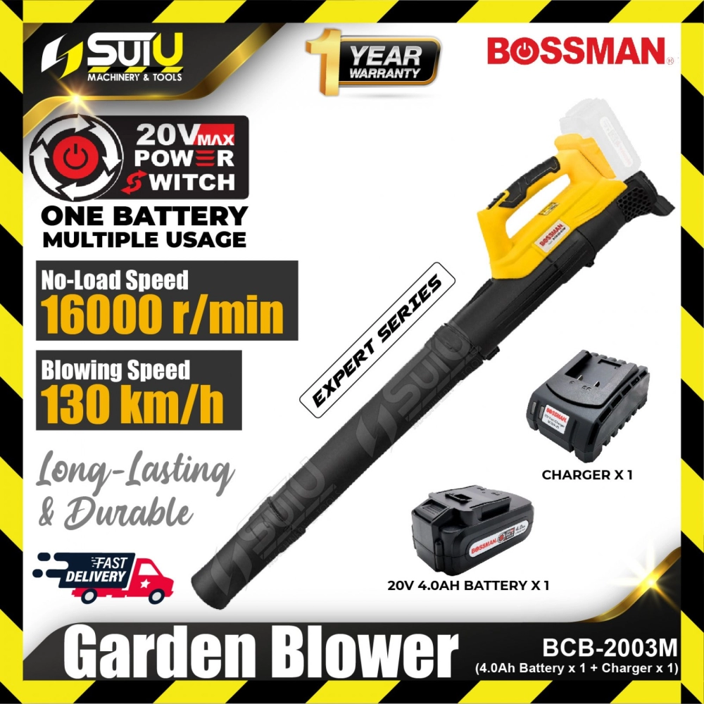 BOSSMAN BCB-2003M / BCB2003M 20V Cordless Garden Blower 16000RPM + 1 Charger + 1x 4.0Ah Battery
