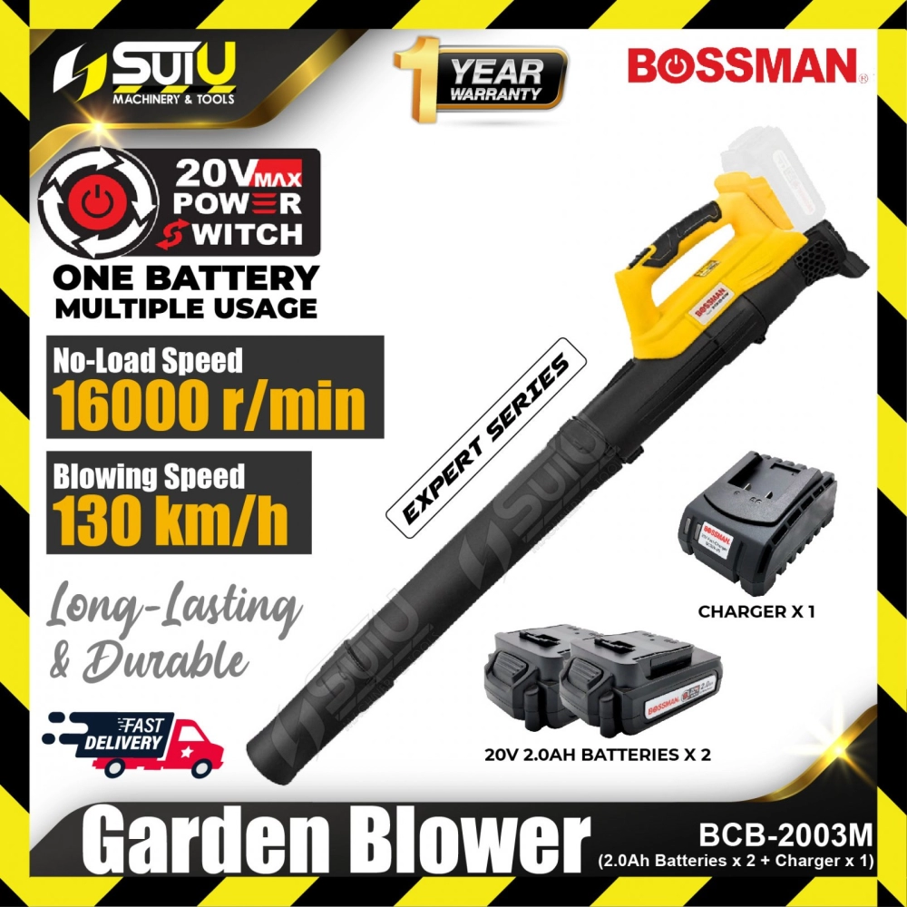 BOSSMAN BCB-2003M / BCB2003M 20V Cordless Garden Blower 16000RPM + 1 Charger + 2x 2.0Ah Batteries