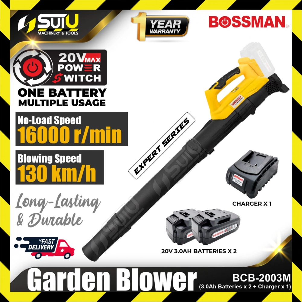 BOSSMAN BCB-2003M / BCB2003M 20V Cordless Garden Blower 16000RPM + 1 Charger + 2 x 3.0Ah Batteries