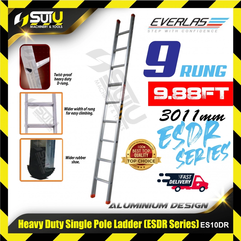 EVERLAS ES10DR 9 Rung 3011MM Heavy Duty Single Pole Ladder 