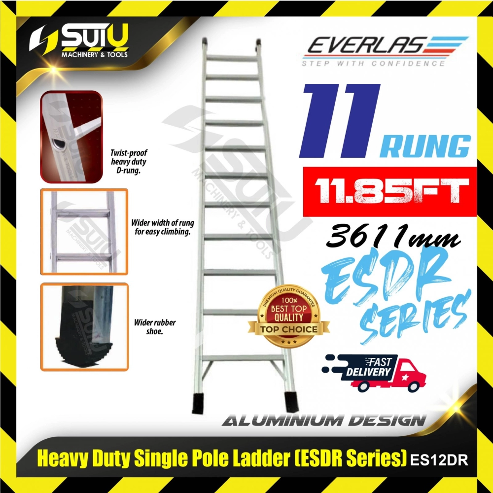 EVERLAS ES12DR 11 Rung 3611MM Heavy Duty Single Pole Ladder 